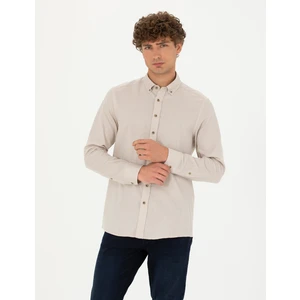 Pierre Cardin Erkek Bej Slim Fit Uzun Kollu Gömlek 50282786-VR011