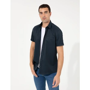 Pierre Cardin Erkek Lacivert Regular Fit Kısa Kollu Gömlek 50255266-VR033