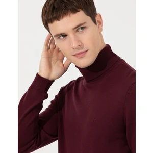 Pierre Cardin Erkek Bordo Slim Fit Balıkçı Yaka Basic Triko Kazak 50237807-VR014