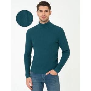Pierre Cardin Erkek Mavi Slim Fit Balıkçı Yaka Triko Kazak 50241468-VR102