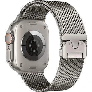 Apple Watch Ultra / Ultra 2 49 mm Uyumlu Hasır Çelik Örgü Kordon Premium Çelik Kayış Kilitli Toka