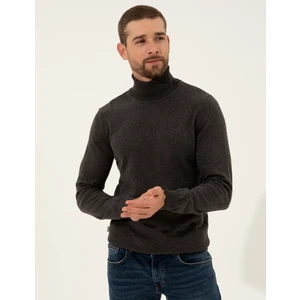 Pierre Cardin Erkek Gri Melanj Slim Fit Balıkçı Yaka Basic Triko Kazak 50257158-VR086