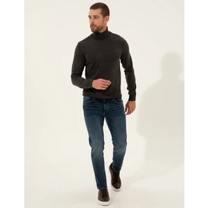 Pierre Cardin Erkek Gri Melanj Slim Fit Balıkçı Yaka Basic Triko Kazak 50257158-VR086