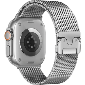 Apple Watch Ultra / Ultra 2 49 mm Uyumlu Hasır Çelik Örgü Kordon Premium Çelik Kayış Kilitli Toka