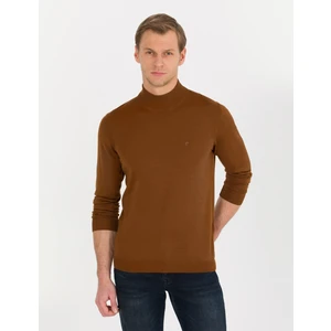 Pierre Cardin Erkek Taba Slim Fit Yarım Balıkçı Yaka Yün Karışımlı Basic Triko Kazak 50257313-VR099