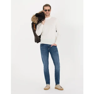 Pierre Cardin Erkek Ekru Slim Fit Bato Yaka Yün Karışımlı Basic Triko Kazak 50257311-VR019