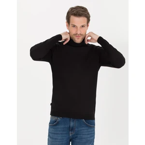 Pierre Cardin Erkek Siyah Slim Fit Balıkçı Yaka Yün Karışımlı Basic Triko Kazak 50257302-VR046