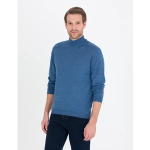 Pierre Cardin Erkek Mavi Slim Fit Yarım Balıkçı Yaka Yün Karışımlı Basic Triko Kazak 50257313-VR036