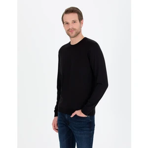 Pierre Cardin Erkek Siyah Slim Fit Bisiklet Yaka Yün Karışımlı Basic Triko Kazak 50257301-VR046