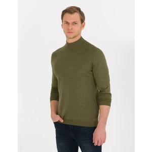 Pierre Cardin Erkek Açık Yeşil Slim Fit Yarım Balıkçı Yaka Yün Karışımlı Basic Triko Kazak 50257313-VR092