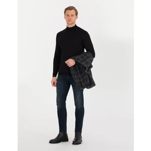 Pierre Cardin Erkek Siyah Slim Fit Yarım Balıkçı Yaka Yün Karışımlı Basic Triko Kazak 50257313-VR046