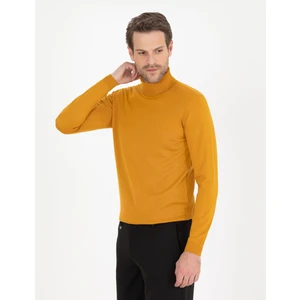 Pierre Cardin Erkek Safran Slim Fit Balıkçı Yaka Yün Karışımlı Basic Triko Kazak 50257302-VR043