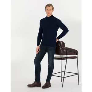 Pierre Cardin Erkek Lacivert Slim Fit Yarım Balıkçı Yaka Yün Karışımlı Basic Triko Kazak 50257313-VR033