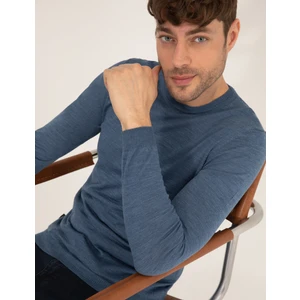 Pierre Cardin Erkek Mavi Slim Fit Bisiklet Yaka Yün Karışımlı Basic Triko Kazak 50257301-VR036