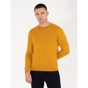 Pierre Cardin Erkek Safran Slim Fit Bisiklet Yaka Yün Karışımlı Basic Triko Kazak 50257301-VR043