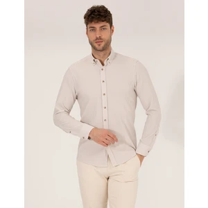 Pierre Cardin Erkek Bej Slim Fit Uzun Kollu Gömlek 50266609-VR011