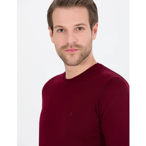 Pierre Cardin Erkek Kırmızı Slim Fit Bisiklet Yaka Yün Karışımlı Basic Triko Kazak 50257301-VR030