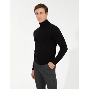 Pierre Cardin Erkek Siyah Slim Fit Balıkçı Yaka Basic Triko Kazak 50257158-VR046