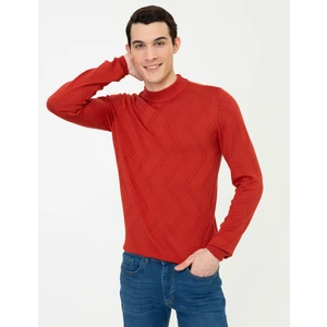 Pierre Cardin Erkek Kiremit Slim Fit Bato Yaka Triko Kazak 50241453-VR031