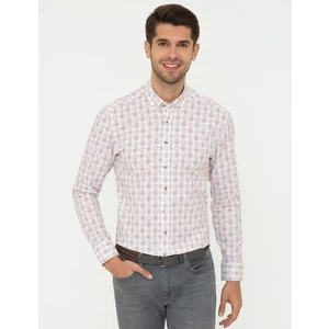 Pierre Cardin Erkek Açık Kahverengi Slim Fit Uzun Kollu Gömlek 50248114-VR002