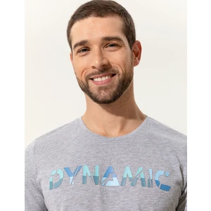 Pierre Cardin Erkek Açık Gri Melanj Slim Fit Baskılı Bisiklet Yaka Tişört 50249695-VR091