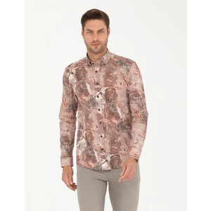 Pierre Cardin Erkek Açık Kahverengi Slim Fit Uzun Kollu Gömlek 50266599-VR002