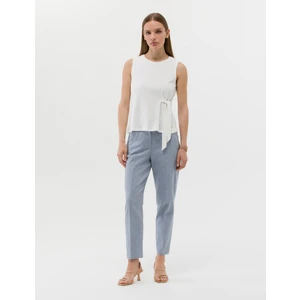 Pierre Cardin Kadın Mavi Keten Karışımlı Kumaş Pantolon 50269144-VR036