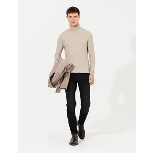 Pierre Cardin Erkek Kum Melanj Slim Fit Balıkçı Yaka Triko Kazak 50259851-VR123