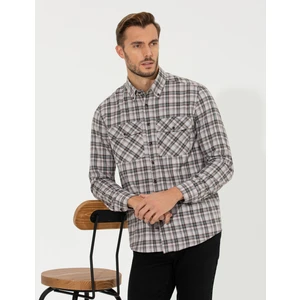 Pierre Cardin Erkek Açık Kahverengi Regular Fit Uzun Kollu Gömlek 50259474-VR002