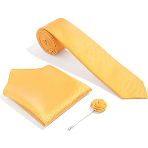 Pierre Cardin Erkek Sarı 3'lü Kravat-Mendil-Kravat İğnesi Set 50272351-800
