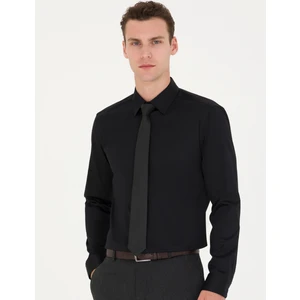 Pierre Cardin Erkek Siyah Slim Fit Uzun Kollu Basic Gömlek 50277147-VR046