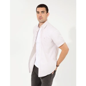 Pierre Cardin Erkek Bej Regular Fit Kısa Kollu Gömlek 50249763-VR011