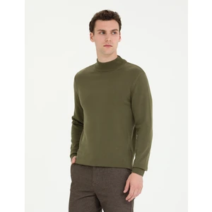 Pierre Cardin Erkek Koyu Haki Slim Fit Yarım Balıkçı Yaka Basic Triko Kazak 50276161-VR111