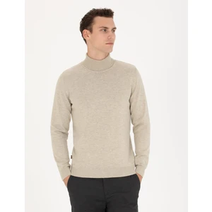 Pierre Cardin Erkek Kum Melanj Slim Fit Balıkçı Yaka Basic Triko Kazak 50276162-VR123