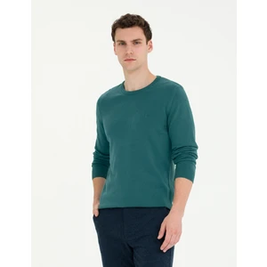 Pierre Cardin Erkek Yeşil Slim Fit Bisiklet Yaka Basic Triko Kazak 50270179-VR054