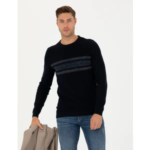 Pierre Cardin Erkek Koyu Lacivert Slim Fit Bisiklet Yaka Triko Kazak 50278095-VR100