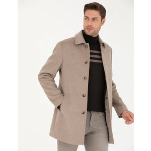 Pierre Cardin Erkek Açık Kahverengi Yün Karışımlı Slim Fit Kaşe Kaban 50270888-VR002