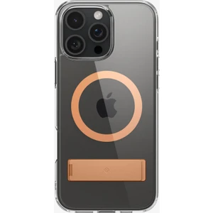 Caseology Apple iPhone 16 Pro ile Uyumlu ince MagSafe Kılıf Capella Mag Metal Stand'lı Sararma Karşıtı Hava Kanalı Teknolojisi™ Askeri Sınıf Koruma Clear Sepia Gold Şeffaf Kapak - ACS08307