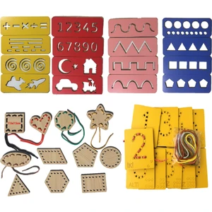  Eğitici Ahşap Çizgi Çalışmaları,sayı ve Şekiller Ip Geçirme El Kası Geliştirme