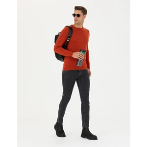 Pierre Cardin Erkek Kiremit Slim Fit Bisiklet Yaka Basic Triko Kazak 50270179-VR031