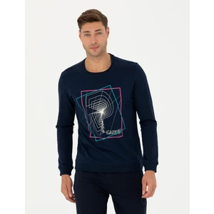 Pierre Cardin Erkek Lacivert 2 İplik Regular Fit %100 Pamuk Bisiklet Yaka Sweatshirt 50273402-VR033