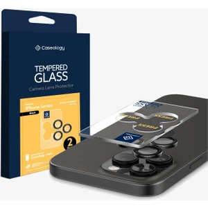 Caseology iPhone 16 Pro Max / 16 Pro / 15 Pro Max / 15 Pro / 14 Pro Max / 14 Pro Kamera Lens Camı Koruyucu Black (2 Adet) - AGL07918