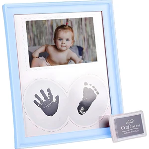 Yeni Doğan Bebek El ve Ayak Izi 22X27CM Mavi Fotoğraf Çerçevesi Mürekkepli Baskı Kiti