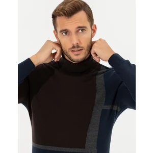 Pierre Cardin Erkek Kahverengi Slim Fit Balıkçı Yaka Triko Kazak 50261176-VR029