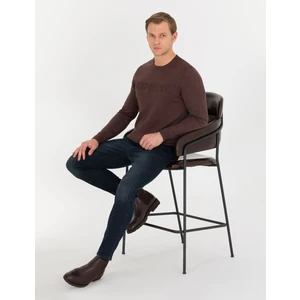 Pierre Cardin Erkek Açık Kahverengi Slim Fit Bisiklet Yaka Triko Kazak 50259797-VR160