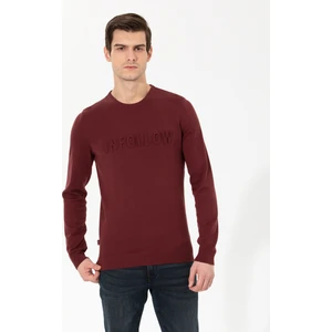 Pierre Cardin Erkek Bordo Slim Fit Bisiklet Yaka Triko Kazak 50259797-VR014