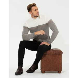 Pierre Cardin Erkek Vizon Melanj Slim Fit Balıkçı Yaka Triko Kazak 50259104-VR174