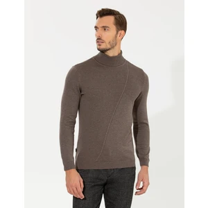 Pierre Cardin Erkek Vizon Melanj Slim Fit Balıkçı Yaka Triko Kazak 50259784-VR174