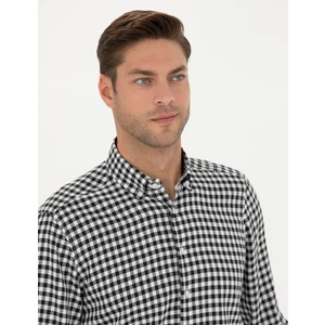 Pierre Cardin Erkek Siyah Regular Fit Uzun Kollu Gömlek 50277737-VR046