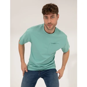 Pierre Cardin Erkek Yeşil Regular Fit Düz Cepli Bisiklet Yaka Tişört 50270489-VR016